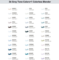 Ohuhu Honolulu Ton gris 36 couleurs, marqueurs d'art à l'alcool à double pointe, pinceau et ciseau