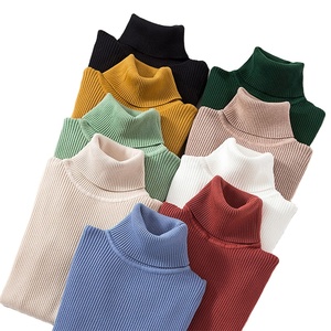 2024 OEM Của Phụ Nữ Cao Cổ Cao Cổ Áo Len Biểu Tượng Tùy Chỉnh Gân Áo Thun Ấm Dệt Kim Tops Cho Mùa Xuân Mùa Thu Mùa Đông Giản Dị - Product Image 1