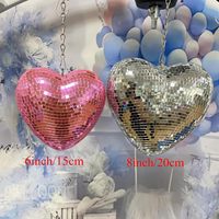 Boule disco en forme de cœur, arc-en-ciel, miroir suspendu pour fête, décoration rétro, boule réfléchissante, cadeau pour les amoureux, décoration de la maison, décoration de mariage