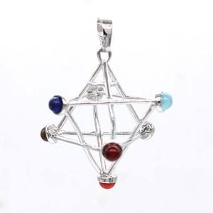 HZ piedras y cristales venta al por mayor cristal Chakra <span class=keywords><strong>Mekaba</strong></span> estrella plata Metal piedra preciosa colgante boda favores regalos invitado - Product Image 1