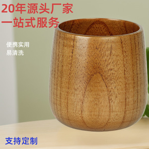 Wooden <b>Cup</b> <b>Large</b> Belly Carbonized Tree Material Simple Style Drinkware For Whiskey Water Coffee Tea Hand Held - Product Image 4