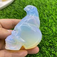 Tête d'aigle en cristal naturel, 7cm, artisanat en pierre semi-précieuse, pierres de guérison multiples, aigle en cristal avec crânes