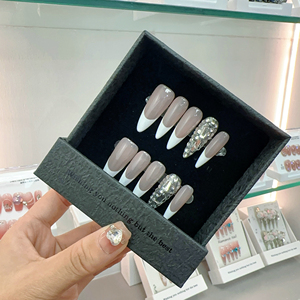<span class=keywords><strong>Faux</strong></span> ongles français 3D faits main en diamant, réutilisables, personnalisables avec étiquette privée, vente en gros - Product Image 6
