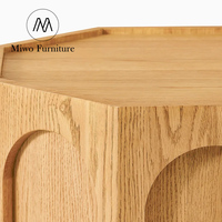 Table d'appoint moderne en bois de chêne, table d'appoint géométrique sur piétement, table d'appoint en bois sculpté pour canapé, meuble de salon