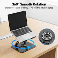 360 °   Support de refroidissement rotatif pour ordinateur portable en acier au carbone, double ventilateur, support pliable pour ordinateur portable, 10-17 pouces, 3 couleurs, pour la maison et le bureau