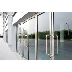 商用钢化玻璃安全店前门带自动门闭门器平开门入口前门