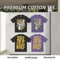 Kaos Desainer Berkualitas Tinggi Bahan Katun 100% Oversize 250GSM Anti Kusut Anti Bulu,  Cetak Grafiti Streetwear Pria