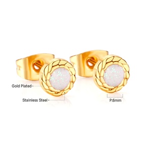 Ason <strong>Jewelry</strong> Popular <strong>Stainless</strong> <strong>Steel</strong> PVD 18k Gold Fashion Earrings Wholesale Girl Women Round Button Colorful Stud Earrings Set - Product Image 2