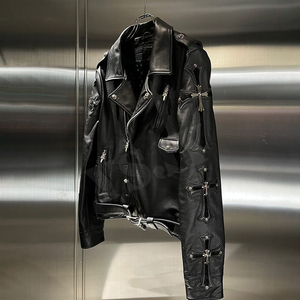 Giacca in Pelle <span class=keywords><strong>di</strong></span> Pecora per Uomo, Design con Borchie, Vestibilità Slim, Abbigliamento Casual Autunnale, Produzione OEM Personalizzata - Product Image 3