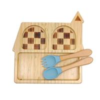 Assiette, cuillère et fourchette pour tout-petits, ensemble de couverts pour bébé, en fibre de bambou, antidérapant, écologique, vaisselle pour enfants
