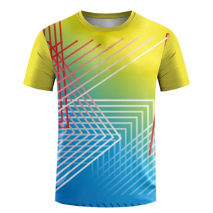 T-shirt da <span class=keywords><strong>Tennis</strong></span> da Tavolo per <span class=keywords><strong>Uomo</strong></span>, <span class=keywords><strong>Maglietta</strong></span> Estiva a Maniche Corte per Fitness e Allenamento di Badminton, Abbigliamento Sportivo con Stampa in Sublimazione - Product Image 4