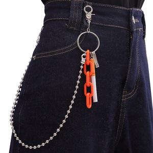 โซ่คาดเอวอะคริลิค จี้รูปบุหรี่ ประดับลูกปัดสีส้ม โซ่โลหะ สำหรับใส่ทุกวัน แฟชั่นเครื่องประดับร่างกาย - Product Image 1