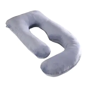 Almohada de lactancia materna de alta calidad en forma de J, relleno de poliéster Premium, altura ajustable, suavidad, almohada de embarazo para mujer