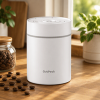 OUTPEAK Contenant à café portable sous vide automatique 1,8 L (21 oz) en acier inoxydable hermétique et écologique