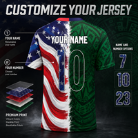 Maßgefertigtes Mexiko-US-Adler-Trikot mit Grünem Azteken-Wappen, Trendiges Sublimationsdruck-Trikot mit Halbem Schlitz für Fans, Dual Heritage Jersey T-Shirt
