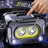 Nouveau Cob 6 Modes Affichage de Puissance Portable Usb Rechargeable Abs Corps Torches Tactique Phare Lampes de Poche Led Lampe Frontale