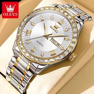 9906 Luxury Quartz Men's Diamond Wristwatch Male Waterproof Dual <b>Calendar</b> Original Brand Stainless Steel Watches for Men - Product Image 1