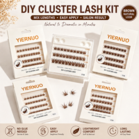 Cils en grappe faits main marron naturel pour un volume intense, faux cils auto-adhésifs