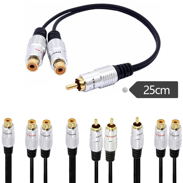 RCA Female to 2 RCA Male Y-Cable Stereo Audio Cable with OFC Conductor Dual Shielding Gold Plated Metal Shell Flexible PVC