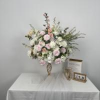 Vente en gros d'usine : Boules de fleurs artificielles en soie, réalistes, douces, blanches et vertes, pour centres de table de Thanksgiving et de remise des diplômes
