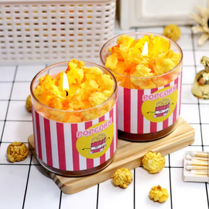 Bougie parfumée Popcorn en cire de soja, faite à la main, cadeau d'anniversaire, de Noël, accessoires amusants, cadeau pour couple, décoration d'intérieur, aromathérapie, vanille - Product Image 3