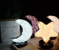 Lampe de nuit en cristal naturel sculptée à la main avec gravure LED, ornement décoratif pour la maison, cadeau