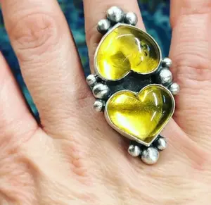 Natural Stone Citrine Heart Shape Ring Wholesale Gemstone Fine Jewellery Ring 925 Solid Sterling Silver Ring