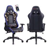 Chaise de jeu pour ordinateur avec design ergonomique, éclairage RGB, fonction massage, style racing moderne, en cuir PU, siège pivotant de grande taille