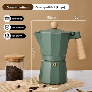 ชุดเครื่อง<span class=keywords><strong>ชง</strong></span><span class=keywords><strong>กาแฟ</strong></span>เอสเพรสโซ่ขนาดเล็กสำหรับใช้ในบ้าน ทำจากโลหะอะลูมิเนียม พร้อมด้ามจับไม้ ดีไซน์มินิมอลเคลือบสีพ่น แบบโมก้าพอต - Product Image 2