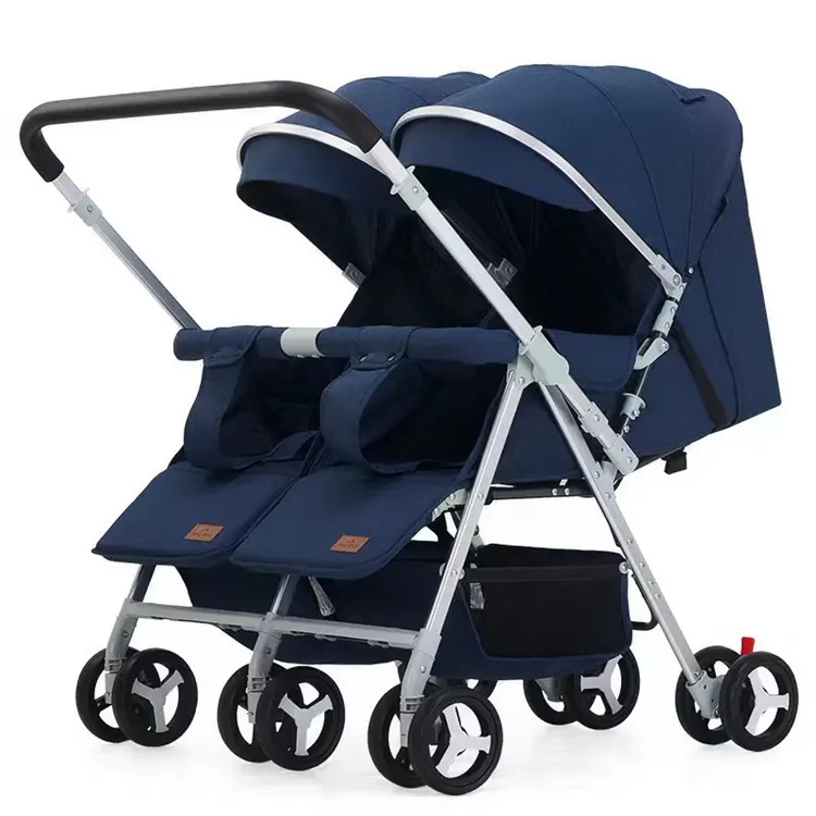 Venta caliente asientos dobles gemelos cochecito de bebé diseño de lujo fácil de viajar kinderwagen cochecito de bebé con dosel