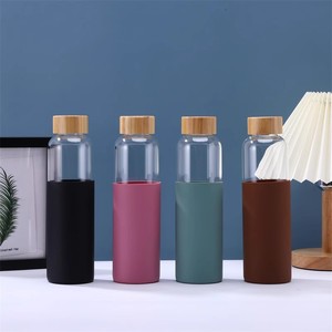 Thân Thiện Với Môi 500Ml Thủy Tinh Borosilicate Nước Chai Nắp Tre Silicone Tay Áo Bền Thể Thao Uống Cho Bé Kid - Product Image 4