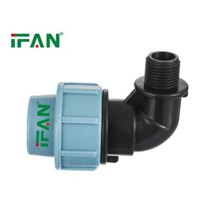 Raccord de compression en PP IFAN, vente en gros d'usine, raccord de tuyau, <span class=keywords><strong>coude</strong></span> mâle, 16-32 mm, raccord de tuyau d'irrigation en PEHD - Product Image 1