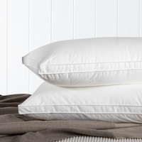Oreiller de lit en duvet et plumes de canard blanc 100% coton, tissu années 80, motif uni, anti-duvet, fermeté moyenne et ferme pour le soutien du cou