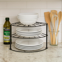 Étagère à épices en fer à 3 niveaux, support de rangement d'angle pour condiments, support de rangement de cuisine pour ustensiles