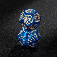 Jeu de dés polyédriques en acrylique personnalisé avec logo D4 D6 D8 D12 D20, motif flocon de neige gravé à l'or, pour jeux de rôle