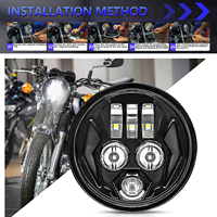 1 pièce Phare LED de moto 5,75 pouces, projecteur de moto, phare à très grand angle, lumière de conduite