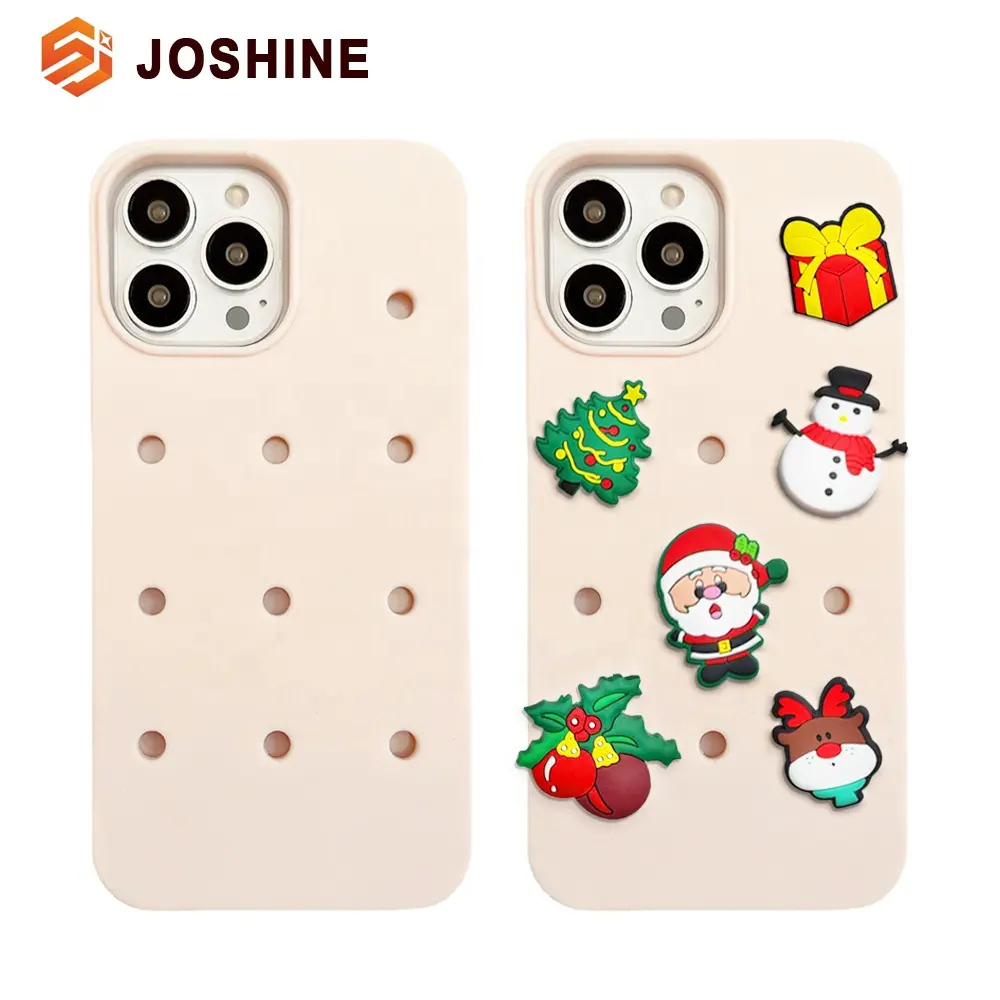 Funny Cartoon Soft Silicone Cover Shockproof DIY 3D Christmas Phone Case For Croc Charms For iPhone 15 14 13 Pro Max