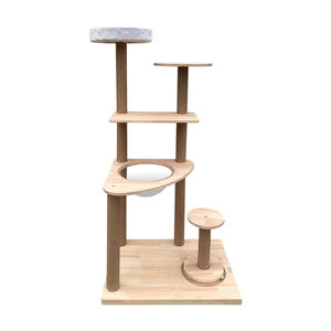 Fabrik verarbeitung Anpassung Hochwertige elegante Plüsch kätzchen Holzhäuser Kratz baum Turm Plattform Kratz baum - Product Image 4