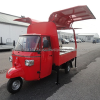 Carrito de Comida Móvil Piaggio Ape Totalmente Equipado, Bar Móvil de Comida Rápida, Quiosco de Café Móvil, Remolque de Catering para Eventos, Triciclo de Comida Tuk Tuk