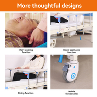 Cama de Hospital Manual Multifuncional de Acero, Orientada a la Rehabilitación, con Barandilla Antideslizante para Centros de Rehabilitación, Cuidado de Ancianos y Personas con Discapacidad