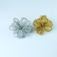 Perles de verre de conception de fleur anneau de serviette qn20123104