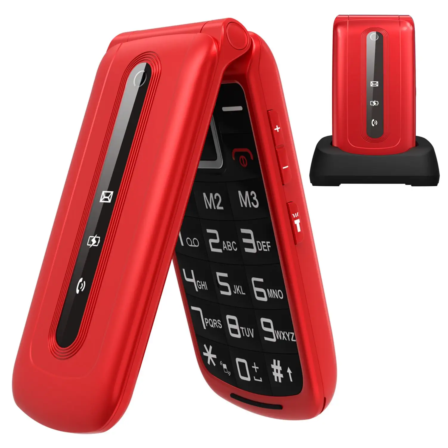 Werkspreis 2 G GSM Klapptelefon 2.4'' Bildschirm großer Knopf Mobiltelefon LCD Basic Phone FM Bluetooth für Ältere Menschen