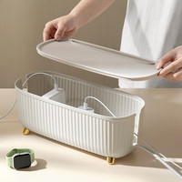 Organizador de Cables para el Hogar, Accesorios de Gestión de Cables, Caja de Almacenamiento con Enchufe Europeo, Caja de Almacenamiento para Cargador Inalámbrico y Banco de Energía