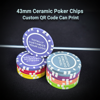Jetons de poker en céramique personnalisés avec logo QR, 12g, 43mm, surdimensionnés, style Monte Carlo, pour les paris importants
