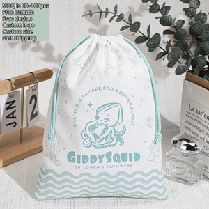 Sac de rangement en sergé de coton imprimé avec logo personnalisé pour maillots de bain, pochette en mousseline de coton de haute qualité pour emballage de chaussures et vêtements, vente en gros - Product Image 1