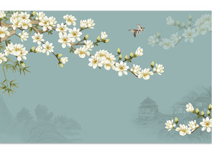 Zhenling — <span class=keywords><strong>papier</strong></span> <span class=keywords><strong>peint</strong></span> imprimé UV, tapisserie de style chinois, impression numérique, fleurs et <span class=keywords><strong>oiseaux</strong></span>, pour la décoration d'intérieur - Product Image 3