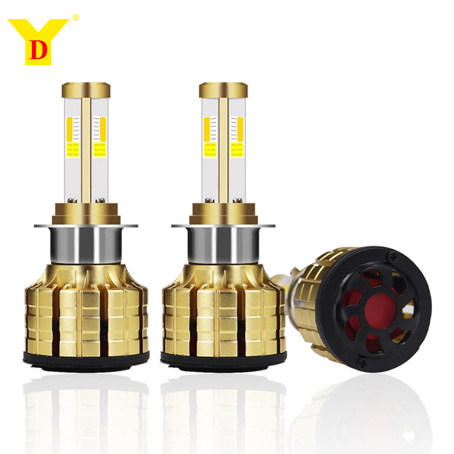 YD High Brightness 12V~80V  LED Motorcycle Headlight Mini Front 21W  2060LM COB Headlamp  Triple Color with Fan Cooling