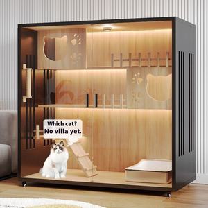 บ้านแมววิลล่าไม้คุณภาพสูง หลายชั้น หลายฟังก์ชั่น แข็งแรง ทนทาน พื้นที่กว้างขวาง พร้อมประตู สำหรับใช้ในบ้าน - Product Image 2