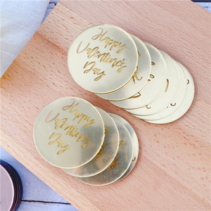 Decorazione per <span class=keywords><strong>Torta</strong></span> di Compleanno in Acrilico a Forma di Disco Specchiato Dorato con Scritta 'Happy Birthday' per Baby Shower e Dessert - Product Image 6