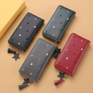 Wholesale Unisex Wristlet Clutch Bag Women's Cute Embroidered Tassel Multi Functional Card Slot Zipper Waterproof PU <b>Long</b> <b>Wallet</b> - Product Image 6
